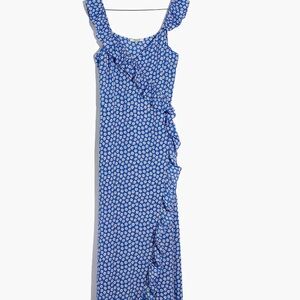Madewell Blue Floral Maxi Dress with Ruffles and Daisy Print